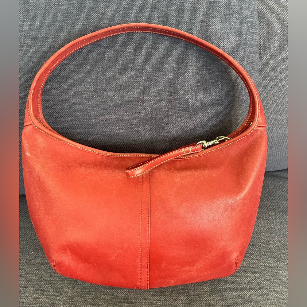 Coach Brown Leather Ergo Small Hobo Bag Red